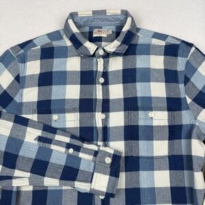 Faherty Shirt Mens Large Blue Buffalo Check Flannel Long Sleeve Button Up Casual